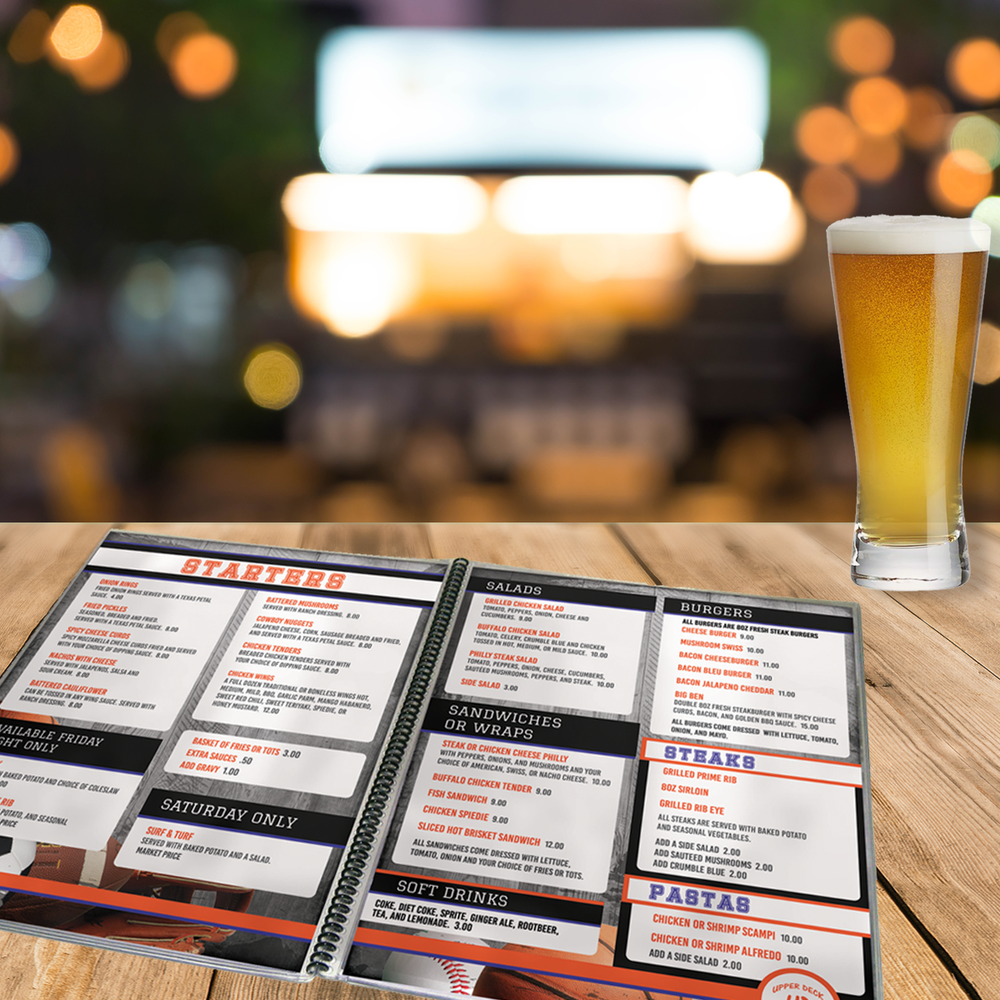 All Clear Spiral Bound Menu Cover