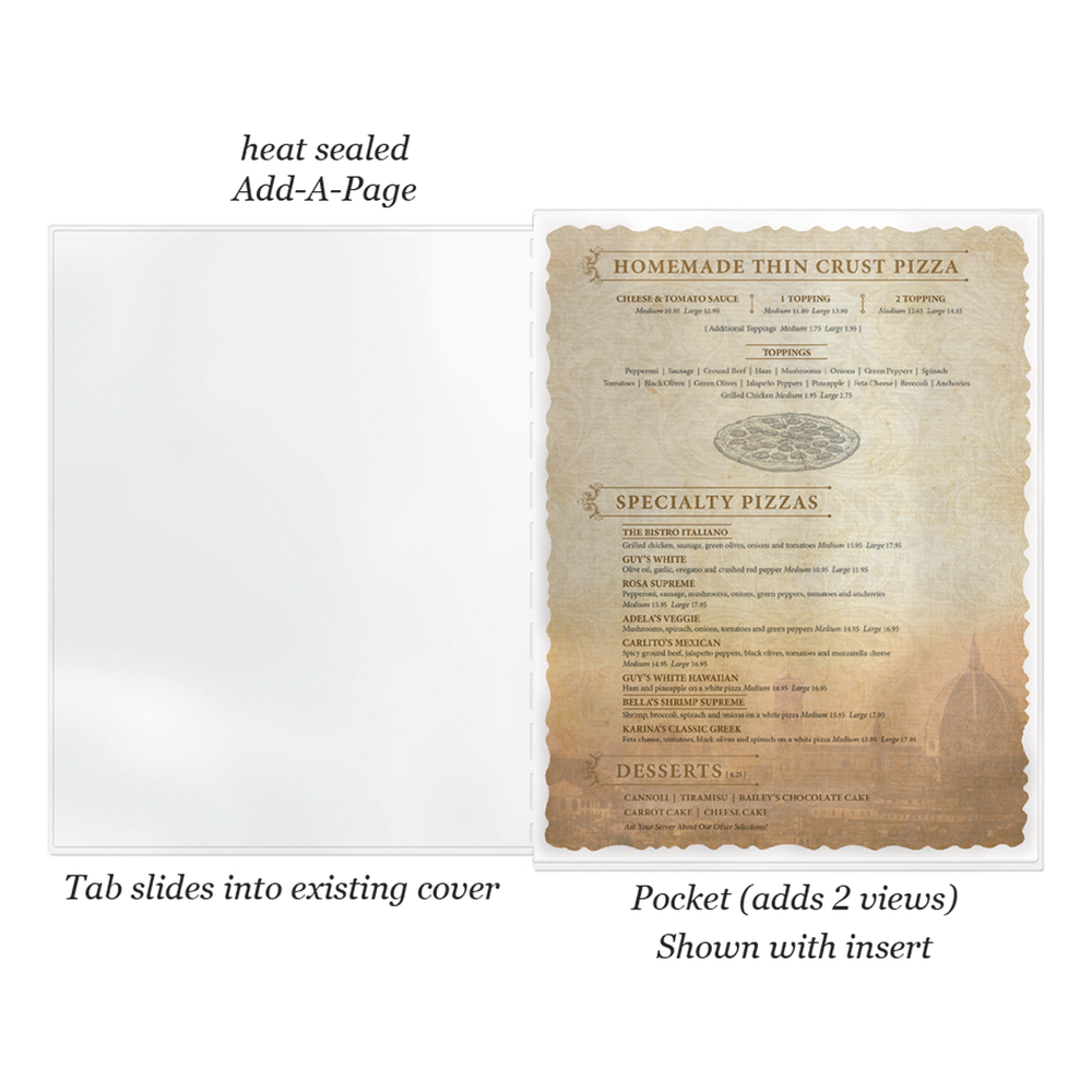 Heat-Sealed Menu Add-A-Page