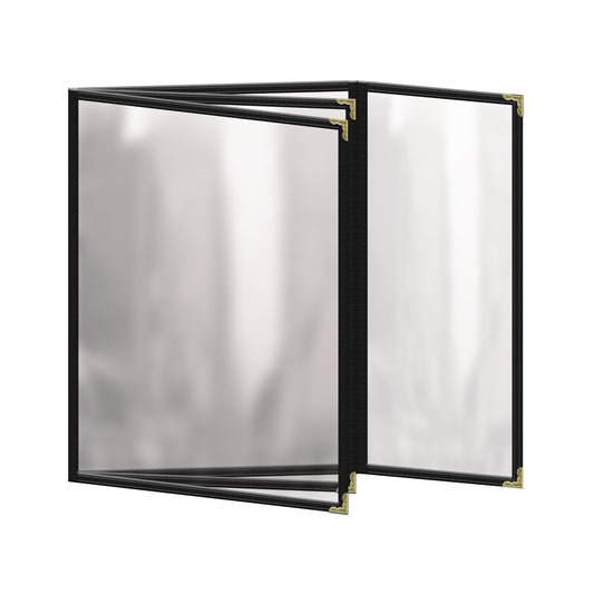 Café Style Menu Cover - Deluxe Sewn - Triple Panel Booklet with Quarter Panel, Eight-View (TETBQ)