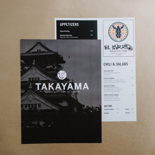 Waterproof Tear-Proof Paper Menus